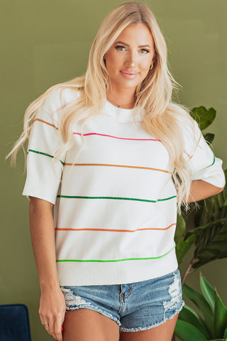Half Sleeve Summer Sweater - White