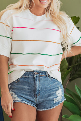 Half Sleeve Summer Sweater - White