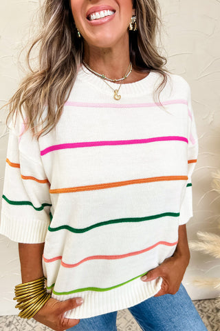 Half Sleeve Summer Sweater - White