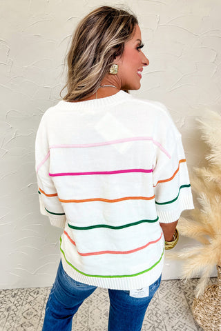 Half Sleeve Summer Sweater - White