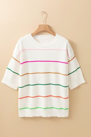 Half Sleeve Summer Sweater - White