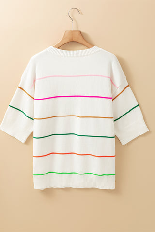 Half Sleeve Summer Sweater - White