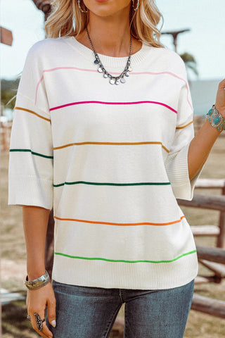 Half Sleeve Summer Sweater - White