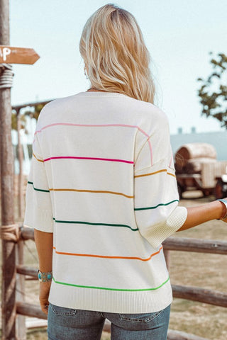 Half Sleeve Summer Sweater - White