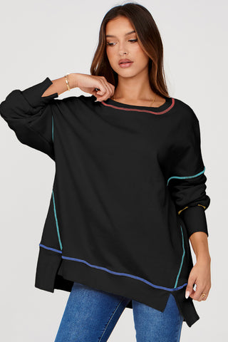Neon Stitch Black Sweatshirt