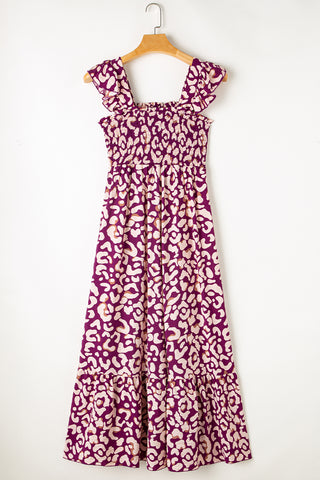 Leopard Sundress Dress - Dark Mauve