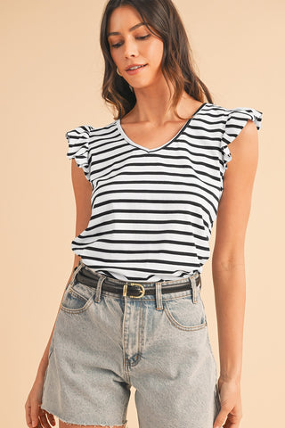 Tie Striped Shirt - Black and White