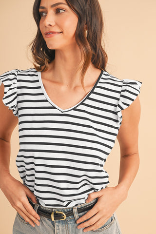 Tie Striped Shirt - Black and White
