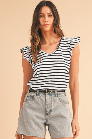 Tie Striped Shirt - Black and White