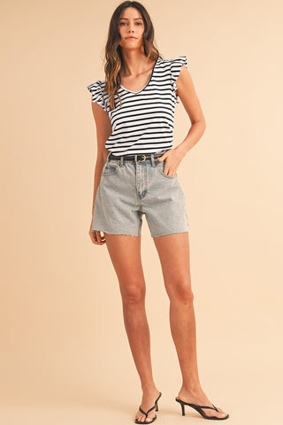 Tie Striped Shirt - Black and White