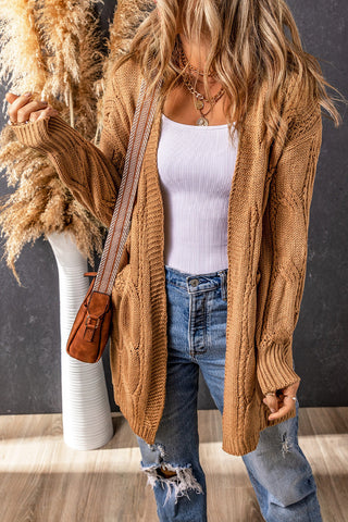 Cable Knit Cardigan - Khaki