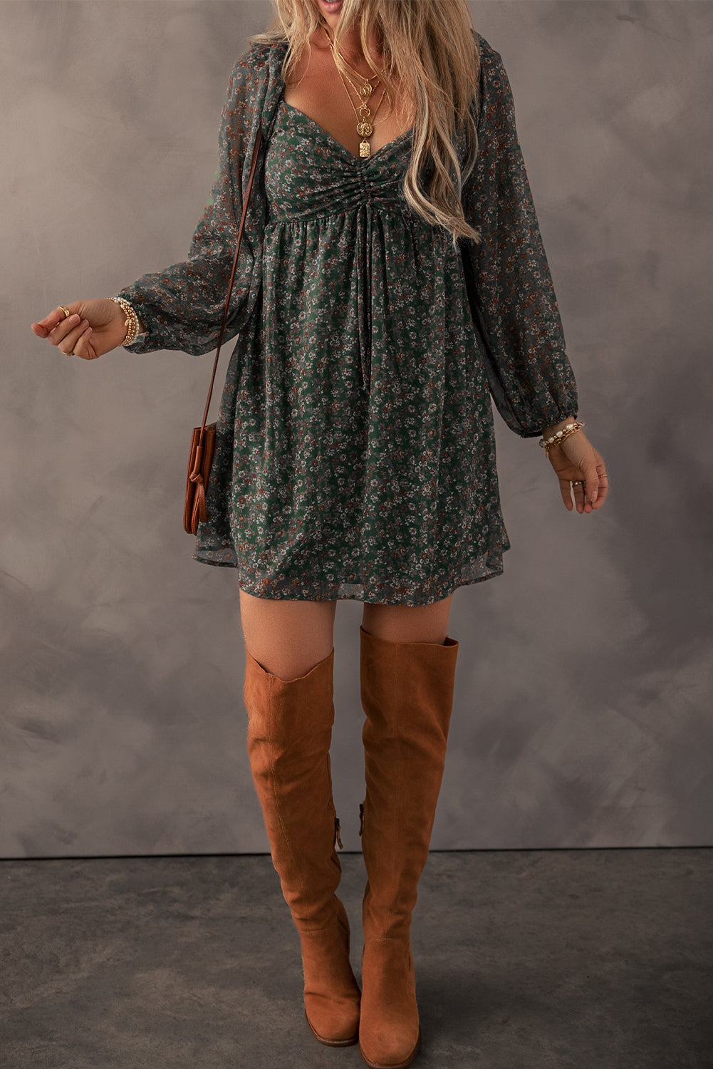 Fall Floral Dress - Green | Blue Chic Boutique Fall Floral Dress - Green | Blue Chic Boutique
