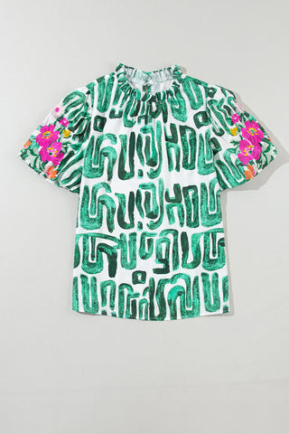 Abstract Print Top - Green