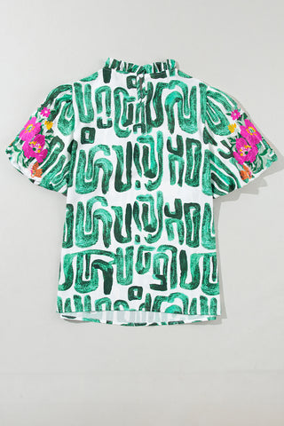Abstract Print Top - Green
