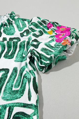 Abstract Print Top - Green