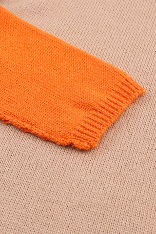 Orange and Pink Cowl Neck Sweater