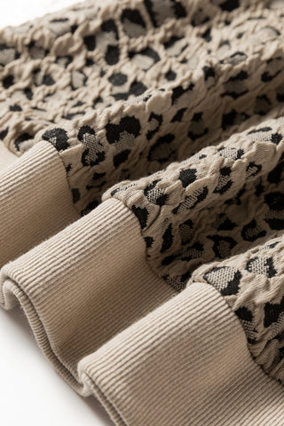 Textured Leopard Top - Light Taupe