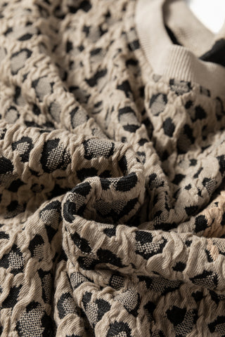 Textured Leopard Top - Light Taupe