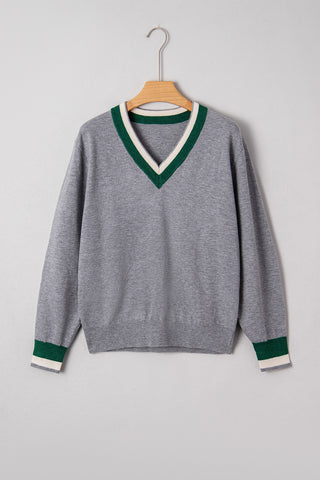 Banded Sweater - Grey and Green