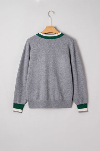 Banded Sweater - Grey and Green