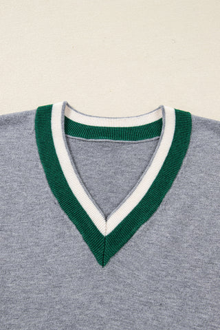 Banded Sweater - Grey and Green