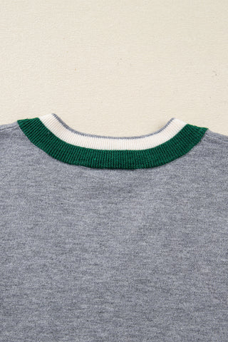 Banded Sweater - Grey and Green