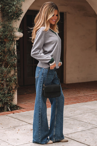 Banded Sweater - Grey and Green