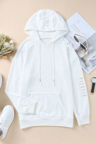 Distressed Hoodie - White