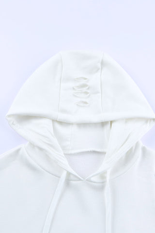 Distressed Hoodie - White