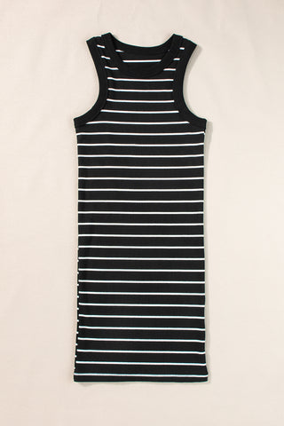 Striped Bodycon Dress - Black