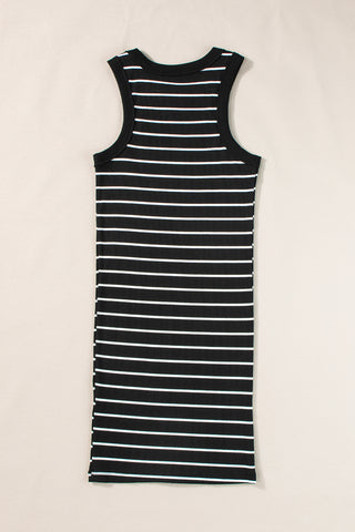 Striped Bodycon Dress - Black