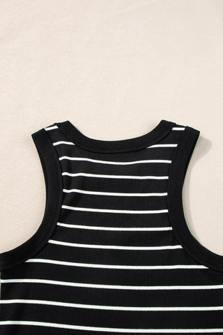 Striped Bodycon Dress - Black