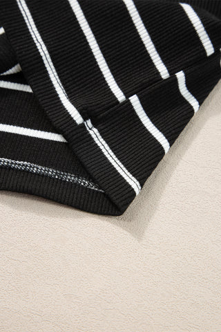 Striped Bodycon Dress - Black