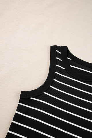 Striped Bodycon Dress - Black
