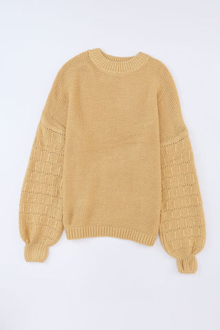 Bubble Contrast Sleeve Sweater - Hot Pink