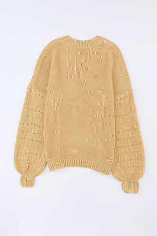 Bubble Contrast Sleeve Sweater - Mustard