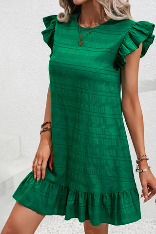 Summer Flounce Textured Dress - Kelly Green