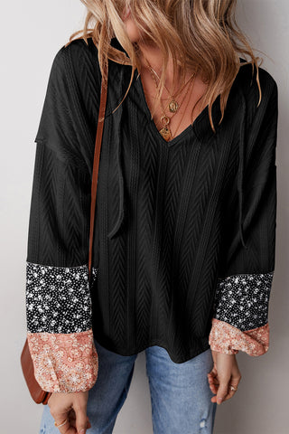 Textured Sweater Hoodie - Black