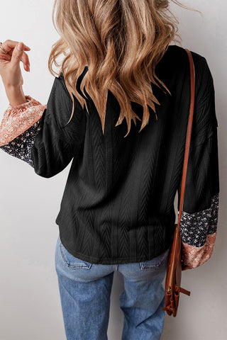 Textured Sweater Hoodie - Black