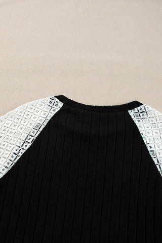 Fall Floral Sleeve Top - Black