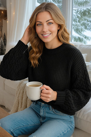 Bishop Sleeve Sweater - Black