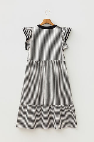 Striped Midi Dress - Black