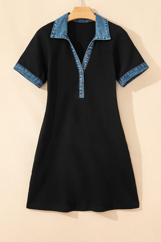 Denim Details Dress - Black - Ships between 6/16- 6/19