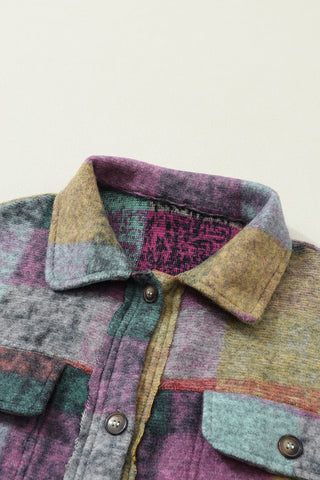 Colorful Plaid Shacket  - Pink