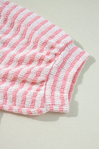Pink Striped Puff Sleeve Top
