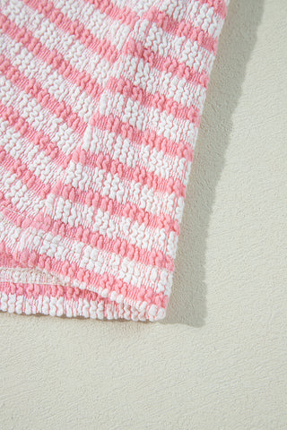 Pink Striped Puff Sleeve Top