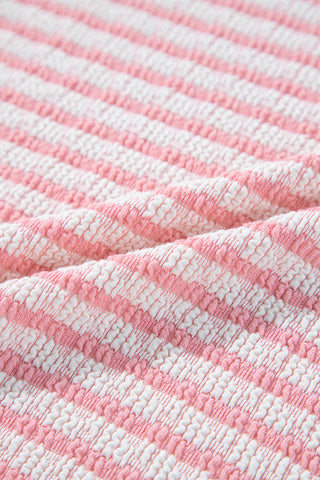Pink Striped Puff Sleeve Top