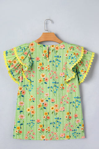 Whimsical Flowers Lime Top