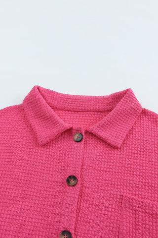 Pink Ribbed Button Up