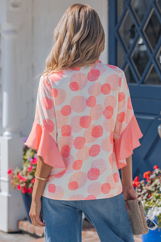 Pink Polka Dot Oversized Button Up Top